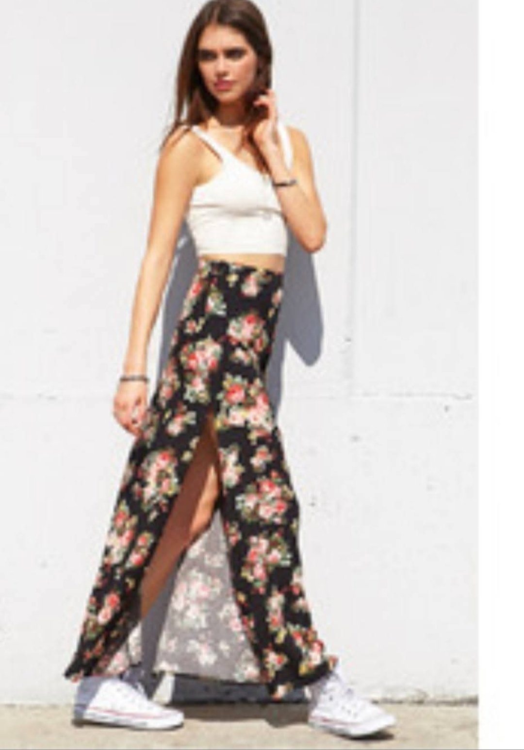 ​🌸 Jupe Longue Fleurie à Fente – Forever 21 (Taille XS)