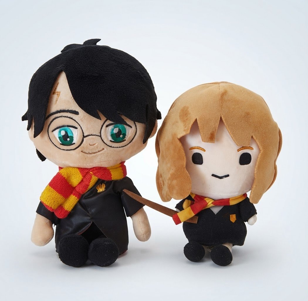Deux peluches harry potter et hermione