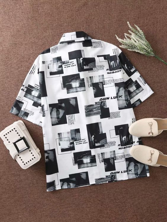 Chemise tendance neuve en noir et blanc 