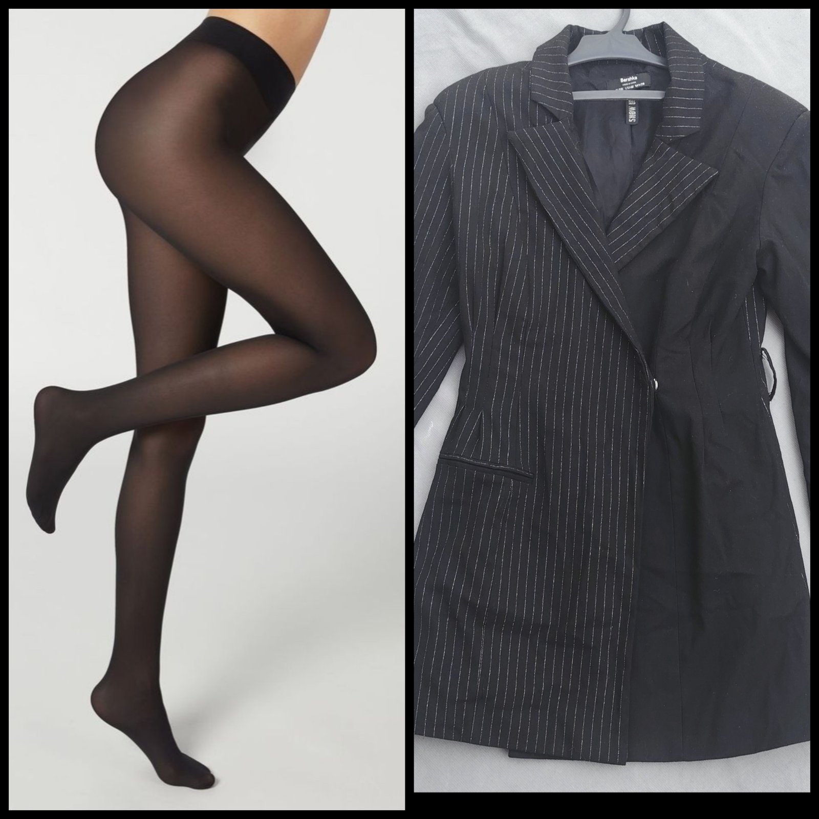 Blazer en noir bershka + collant noir voile 