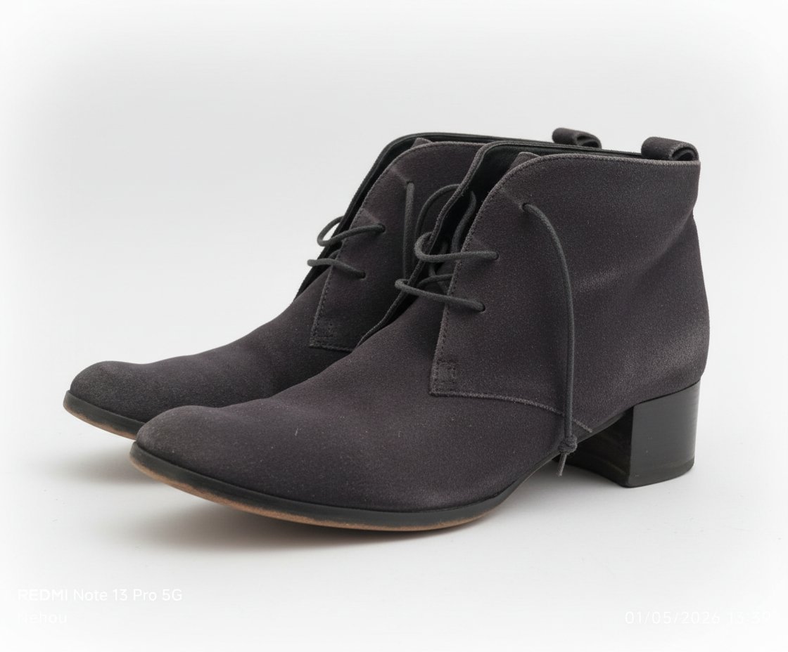 Bottines en daim gris charbon