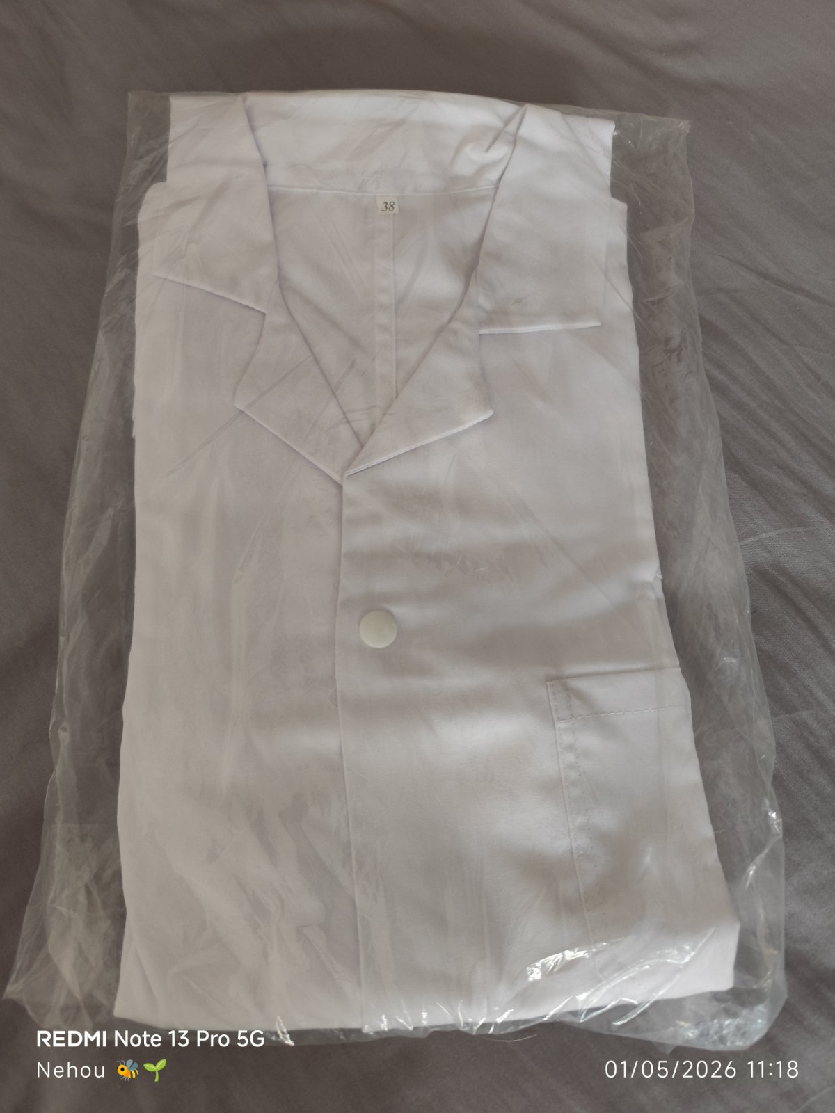 Tablier blanc simple manches longues 