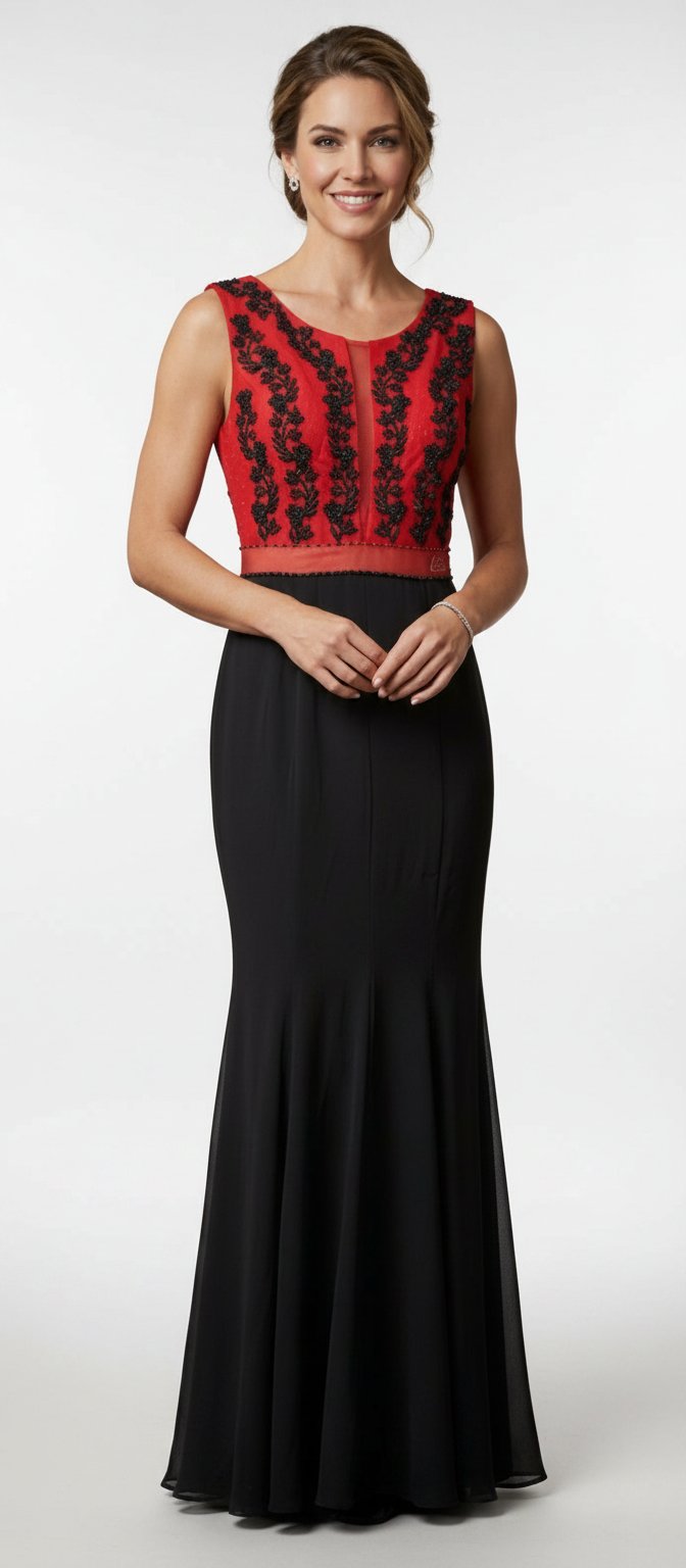 Robe soirée rouge et noir 