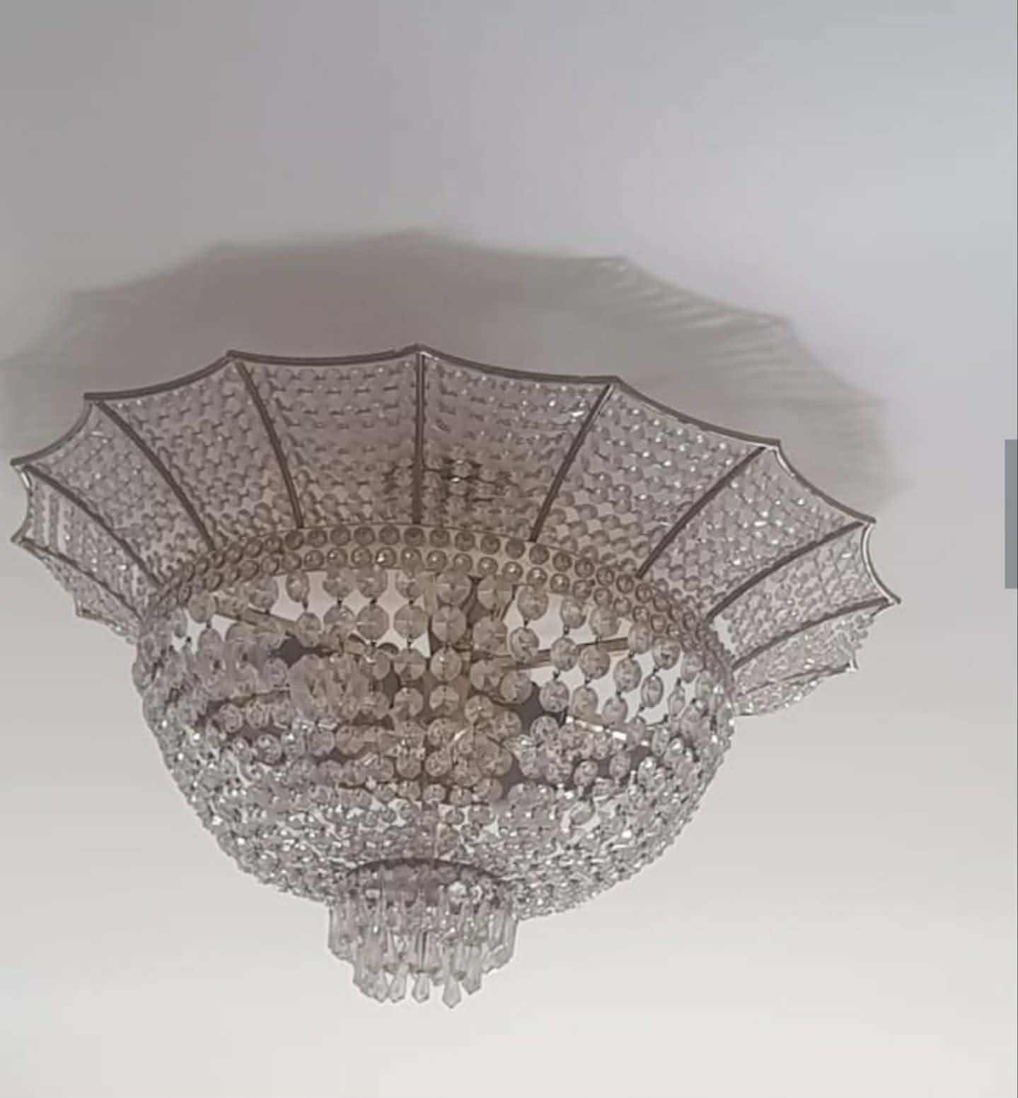 Lustre en laiton et cristal