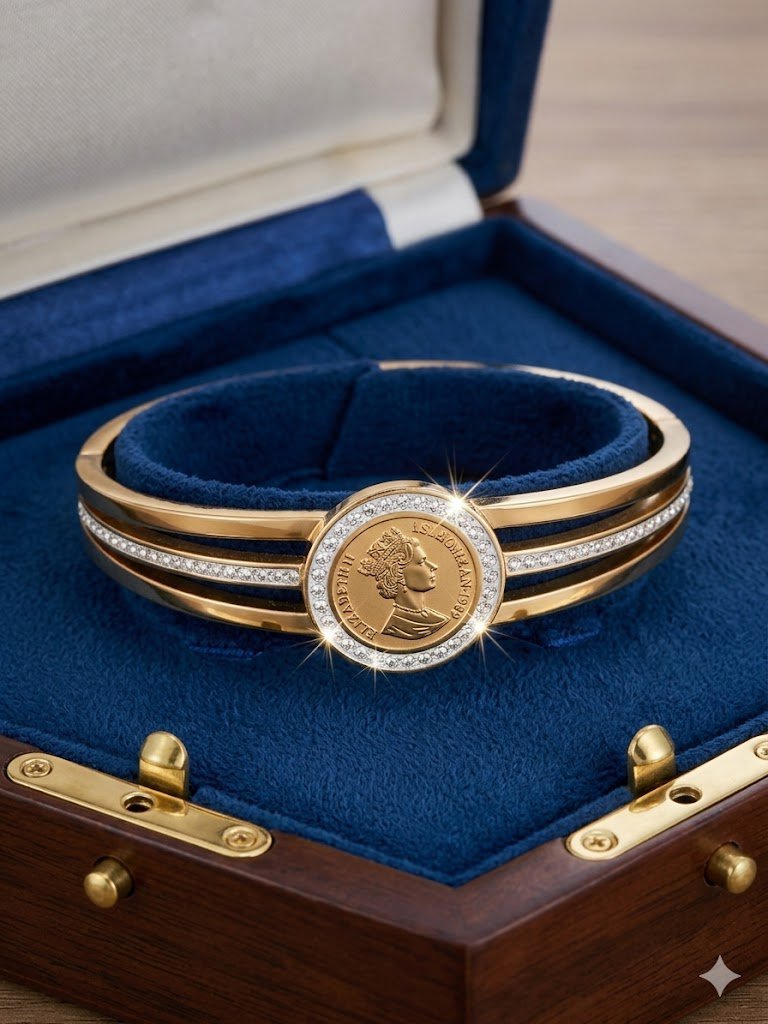 Bracelet stanless plaque dore