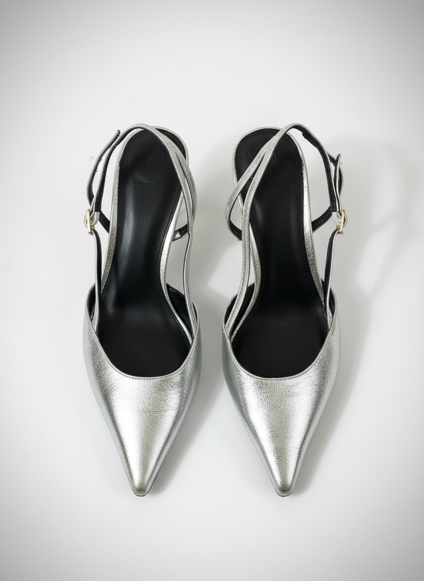 Escarpins slingback à bout pointu métallisés