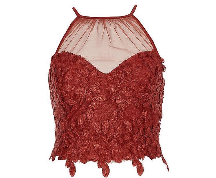 Bustier court en dentelle florale nude River Island, taille 10