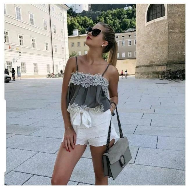 TOP ZARA CAMISOLE DENTELLE KAKI NEUF AVEC ÉTIQUETTE TAILLE S