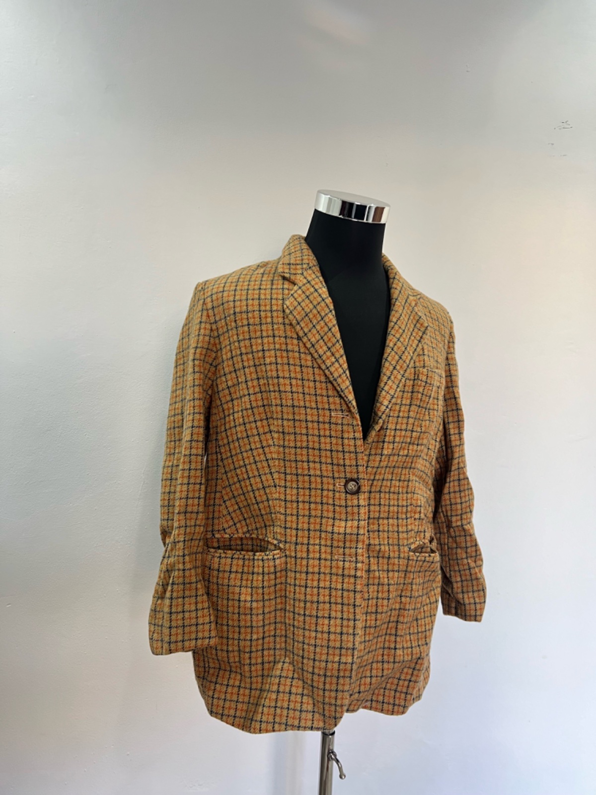 🧥 Veste vintage à carreaux – 100% laine