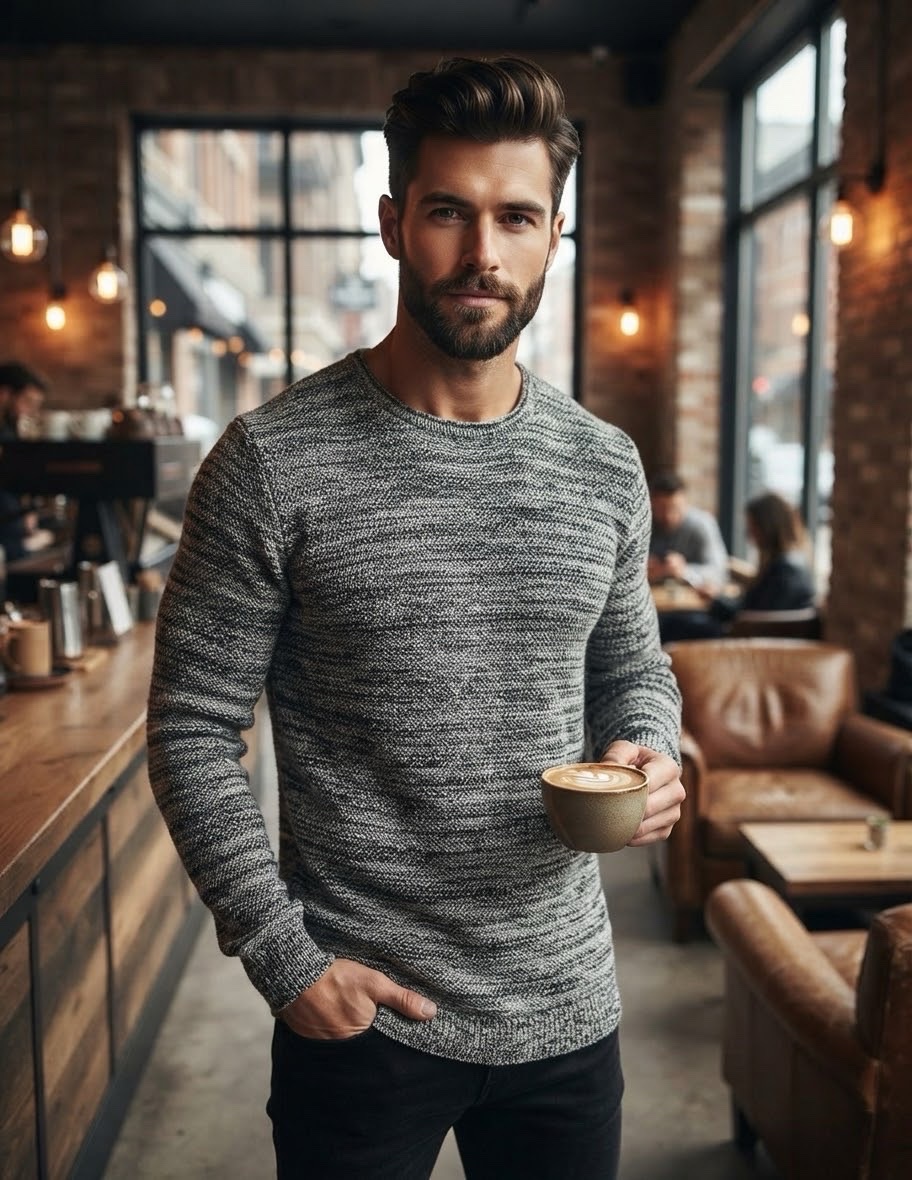 Pull Tom Tailor gris chiné