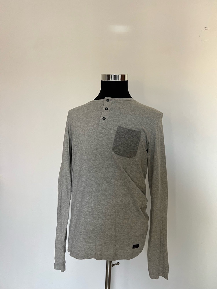 Pull gris col tunisien avec coudières – Promod