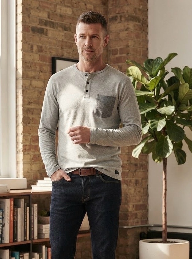 Pull gris col tunisien avec coudières – Promod