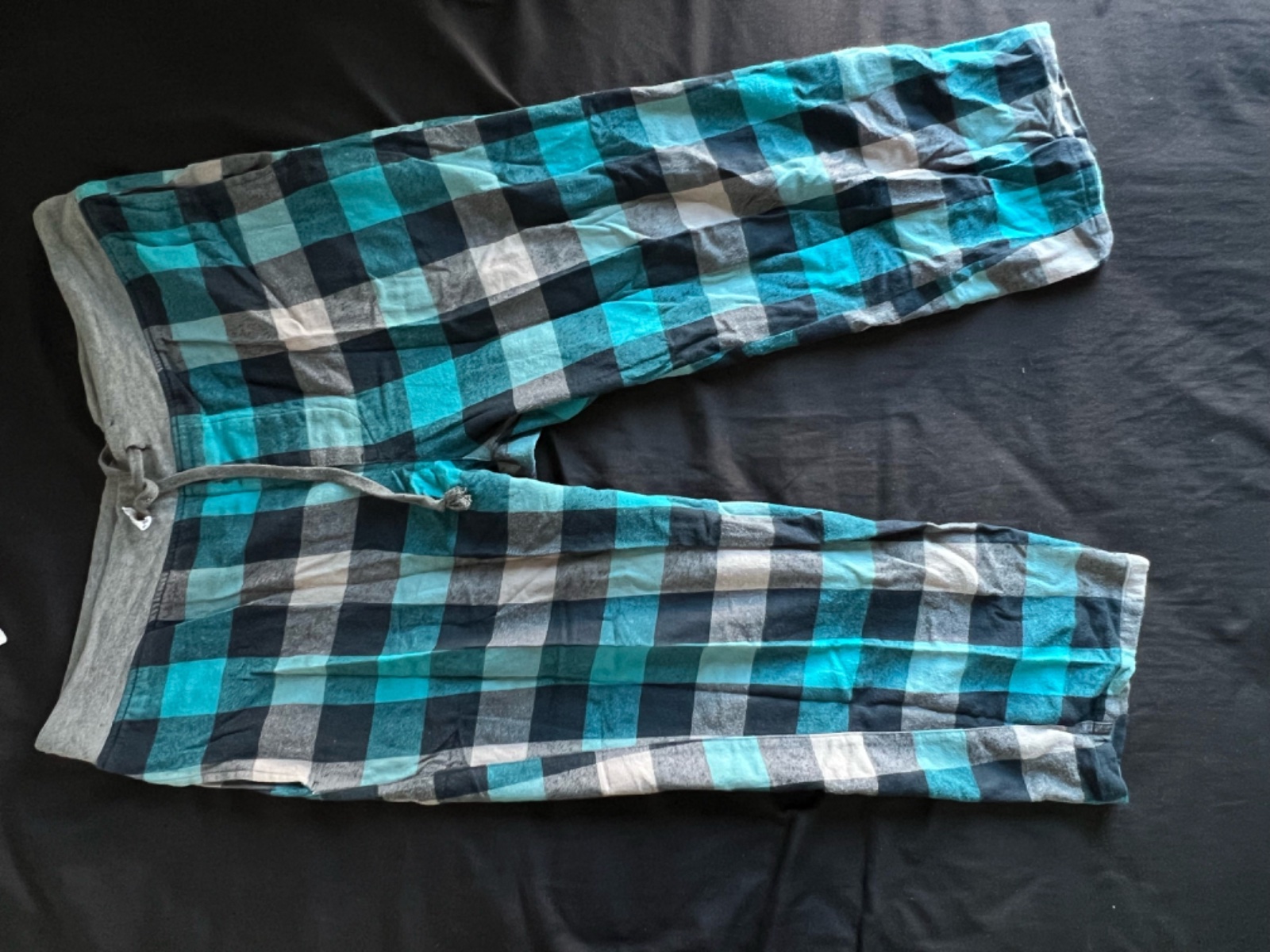 Pantalon de pyjama confortable à carreaux bleu, 