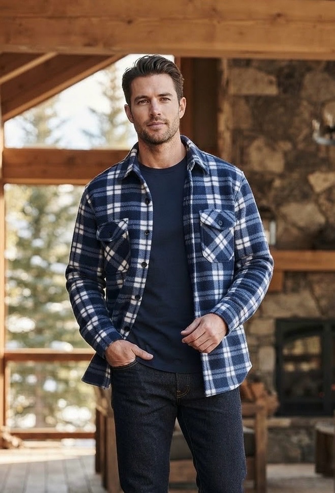 Veste chemise à carreaux bleu & blanc (Taille XXL)