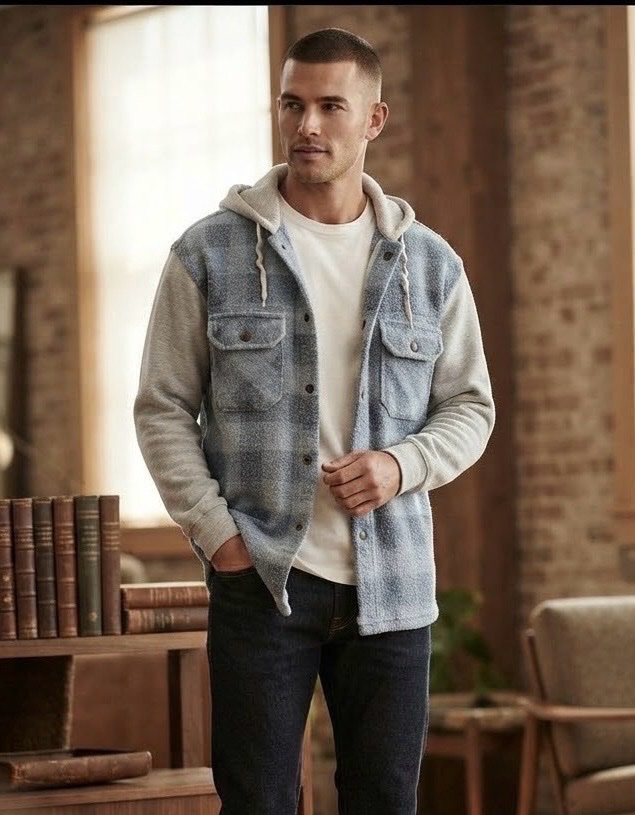 Veste hybride jean & sweat à capuche