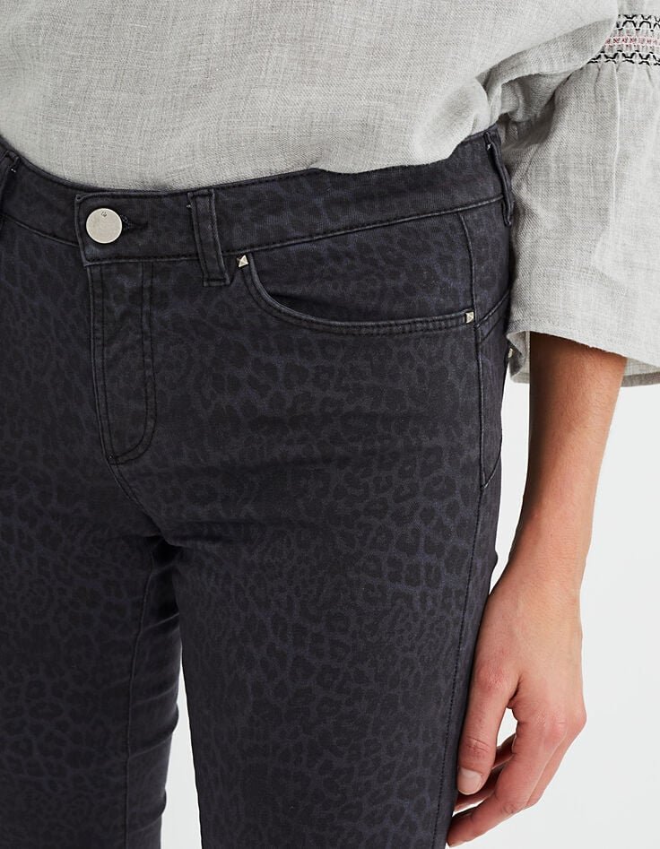 Pantalon jean imprimé léopard 