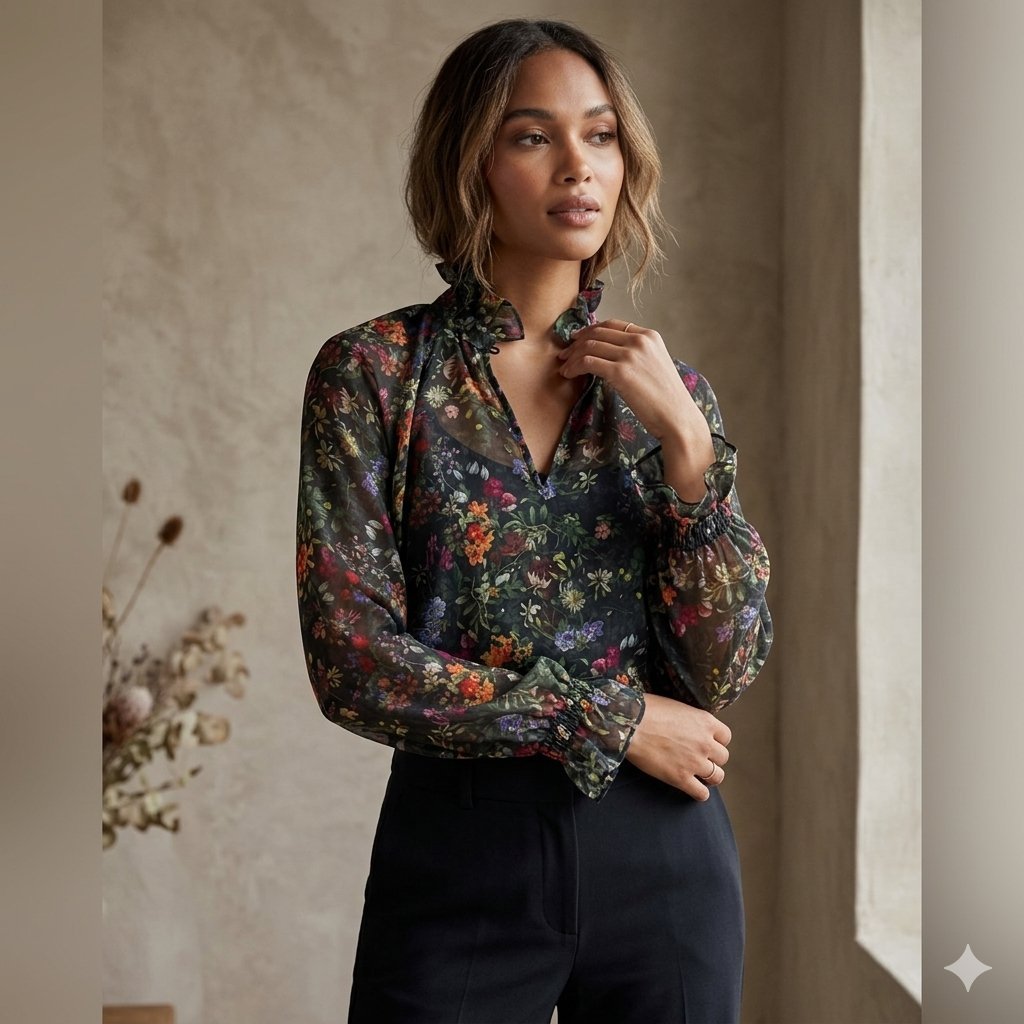 Blouse en mousseline fleurie