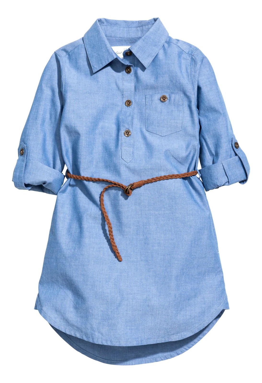 Robe chemise fillette en jean léger 