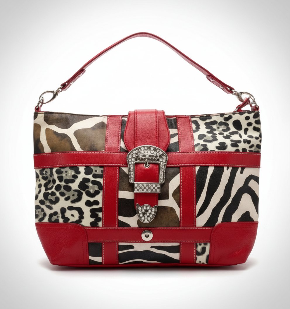 Sac en cuir imprimé animal