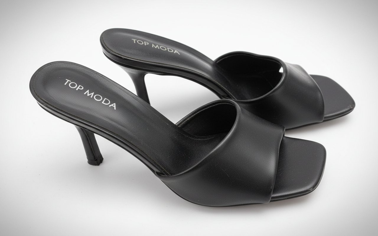 Mules noires à bout carré 