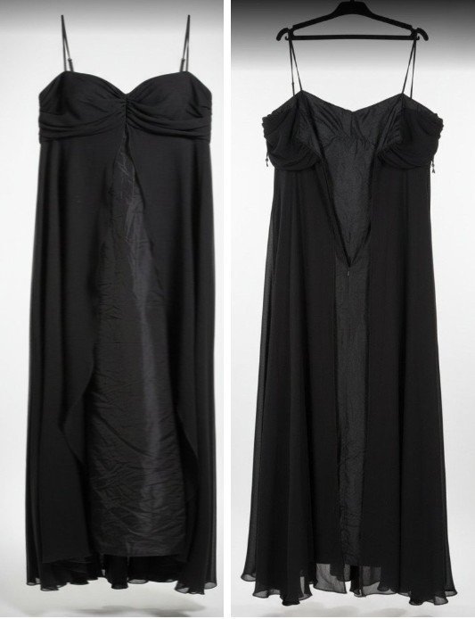 Robe soirée mi_longue avec voile