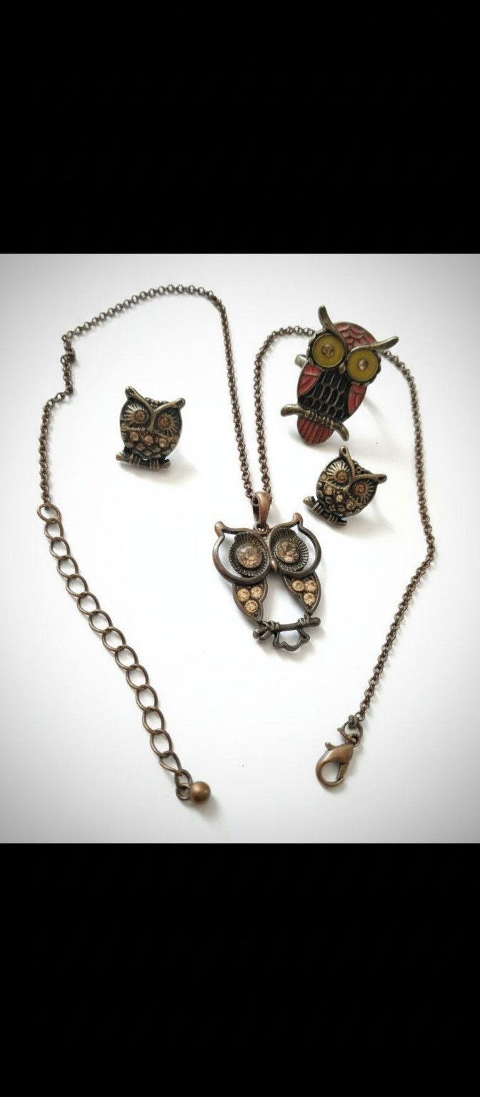 Parure 🦉 chouette vintage style bronze