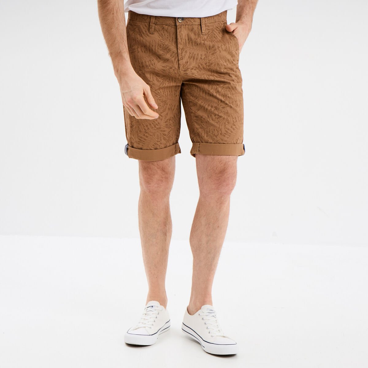 Short palm leaf-printed importé neuuf avec étiquette