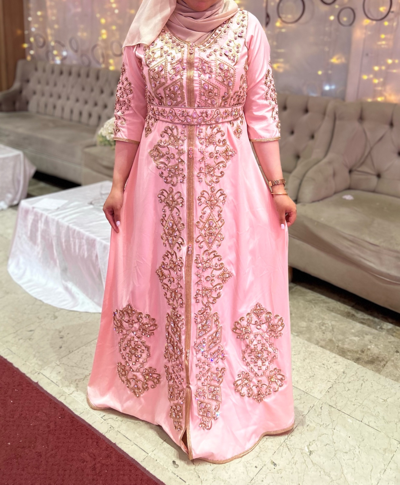 Koftan marocain en rose saumon 