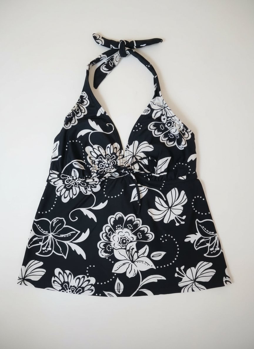 Floral Black and White Tankini ⋆˚࿔🖤🤍