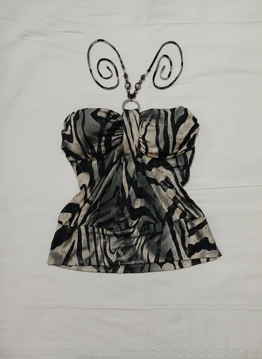 Animal print halter top 𝜗 ₊˚⊹♡
