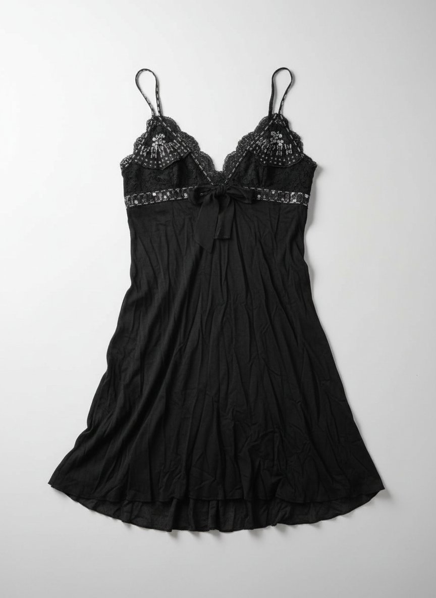 Black Beaded Dress ⋆𖦹🖤✧˚
