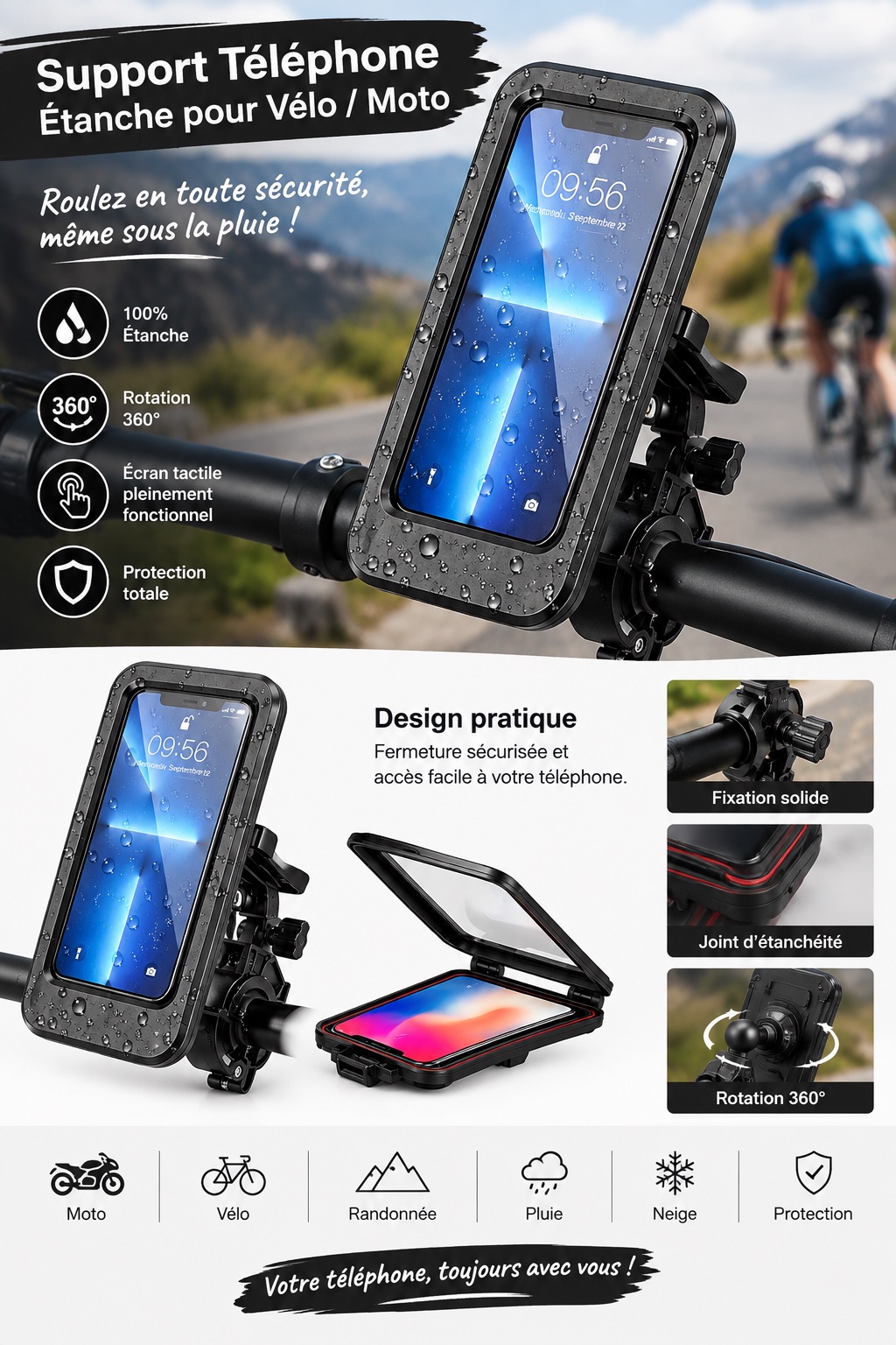 📱🏍️ Support téléphone étanche pour moto ou vélo