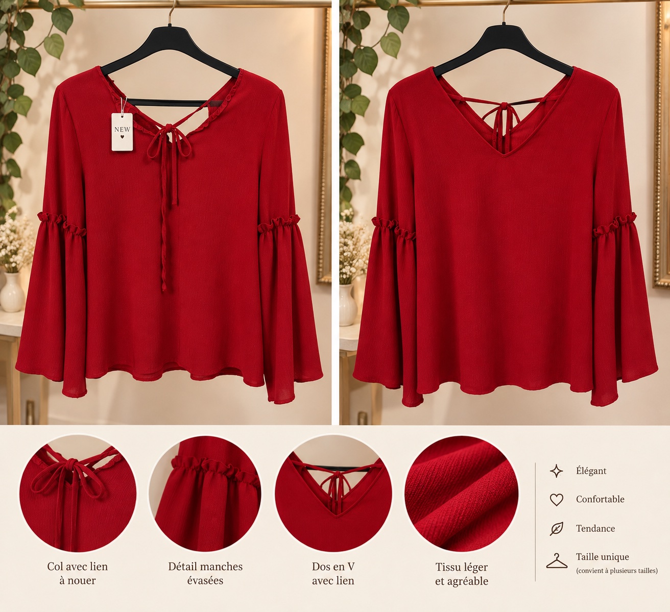  Blouse rouge ♥️