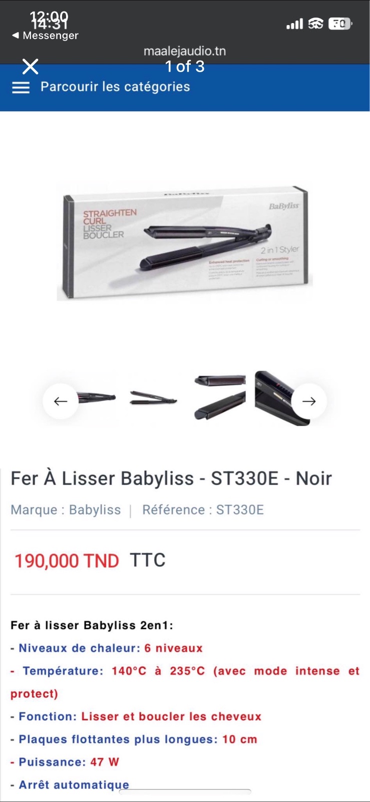 Plaque / Fer a lisser babyliss
