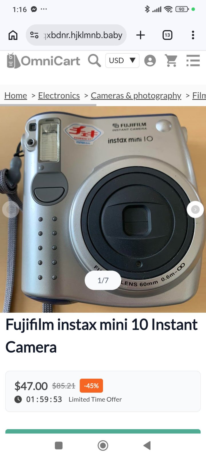 Appareil photo instantané FUJIFILM Instax Mini 10 avec album photo rose cadeau 
