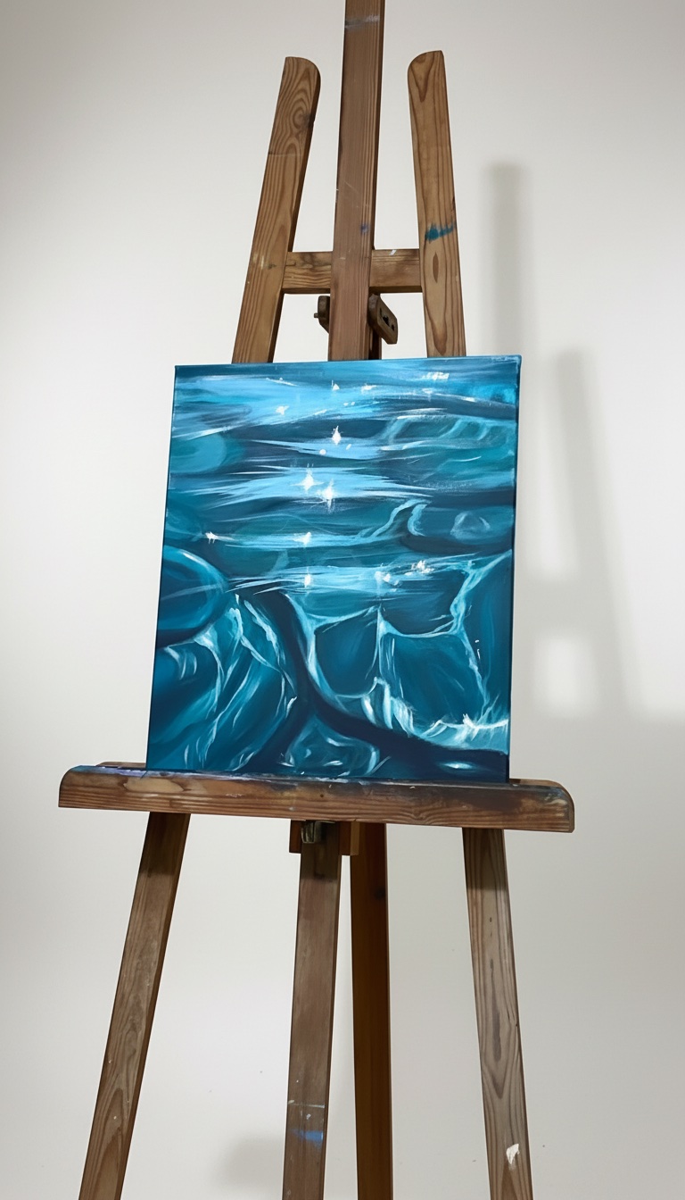 Tableau peinture "Eau en surface et rochers en profondeur" 2026