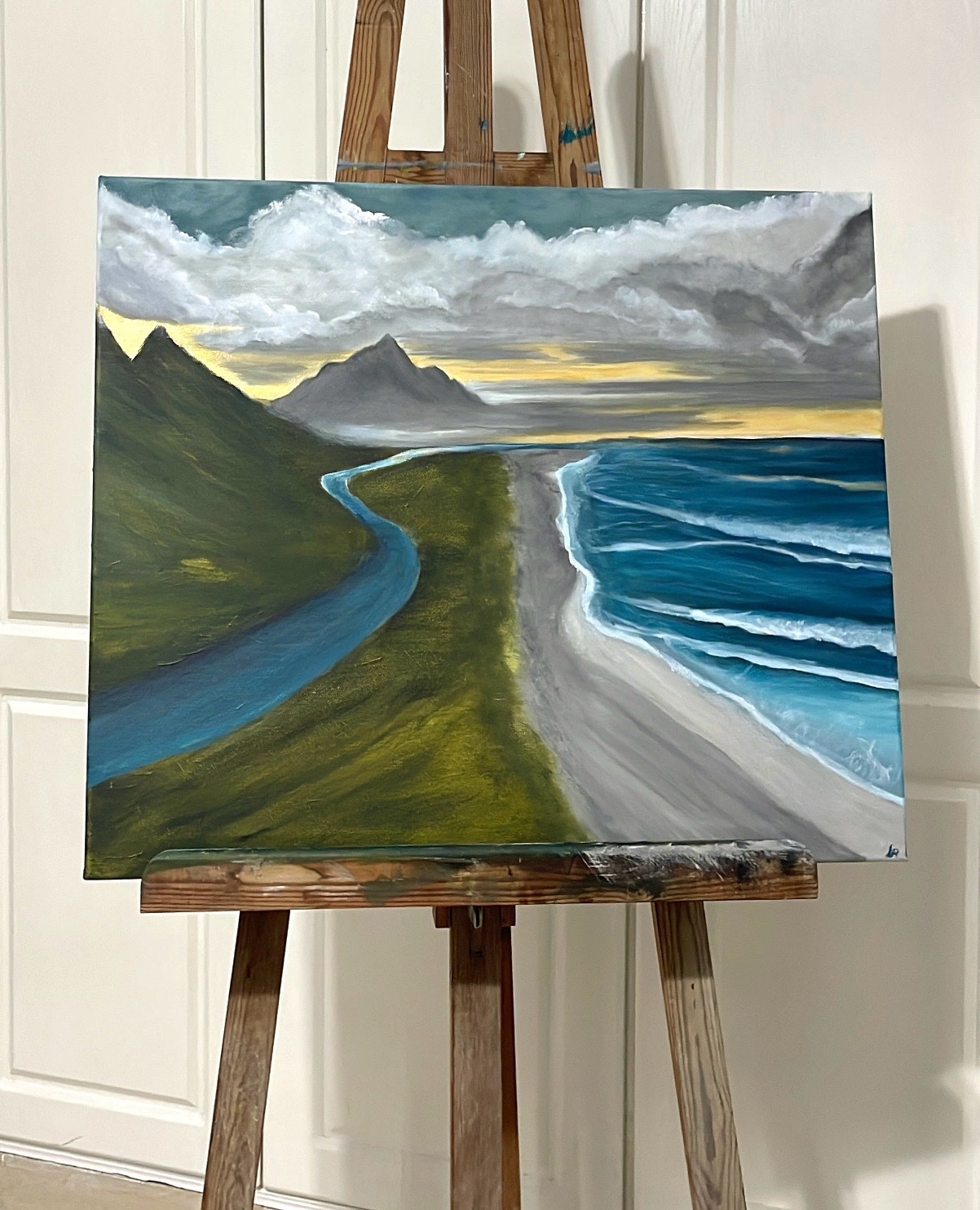 Peinture, grand tableau sur toile 2026 "Lumière, entre terre et mer"