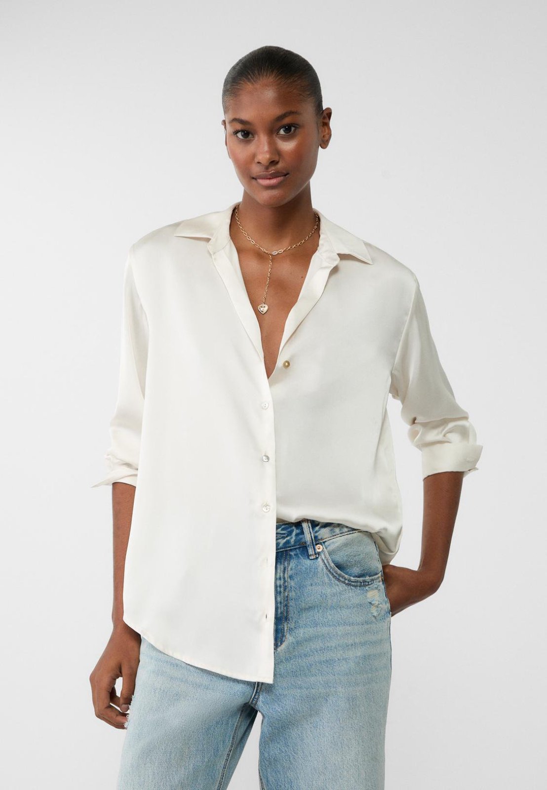Shirt with linen in white