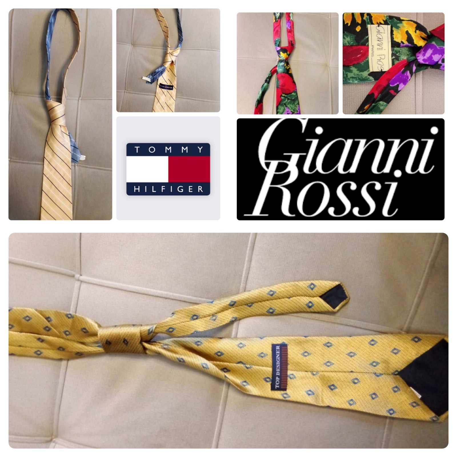 Lot de 3 cravates très chic et élégant cravate de la marque tommy hilfiger, gianni rossi, top designer 
