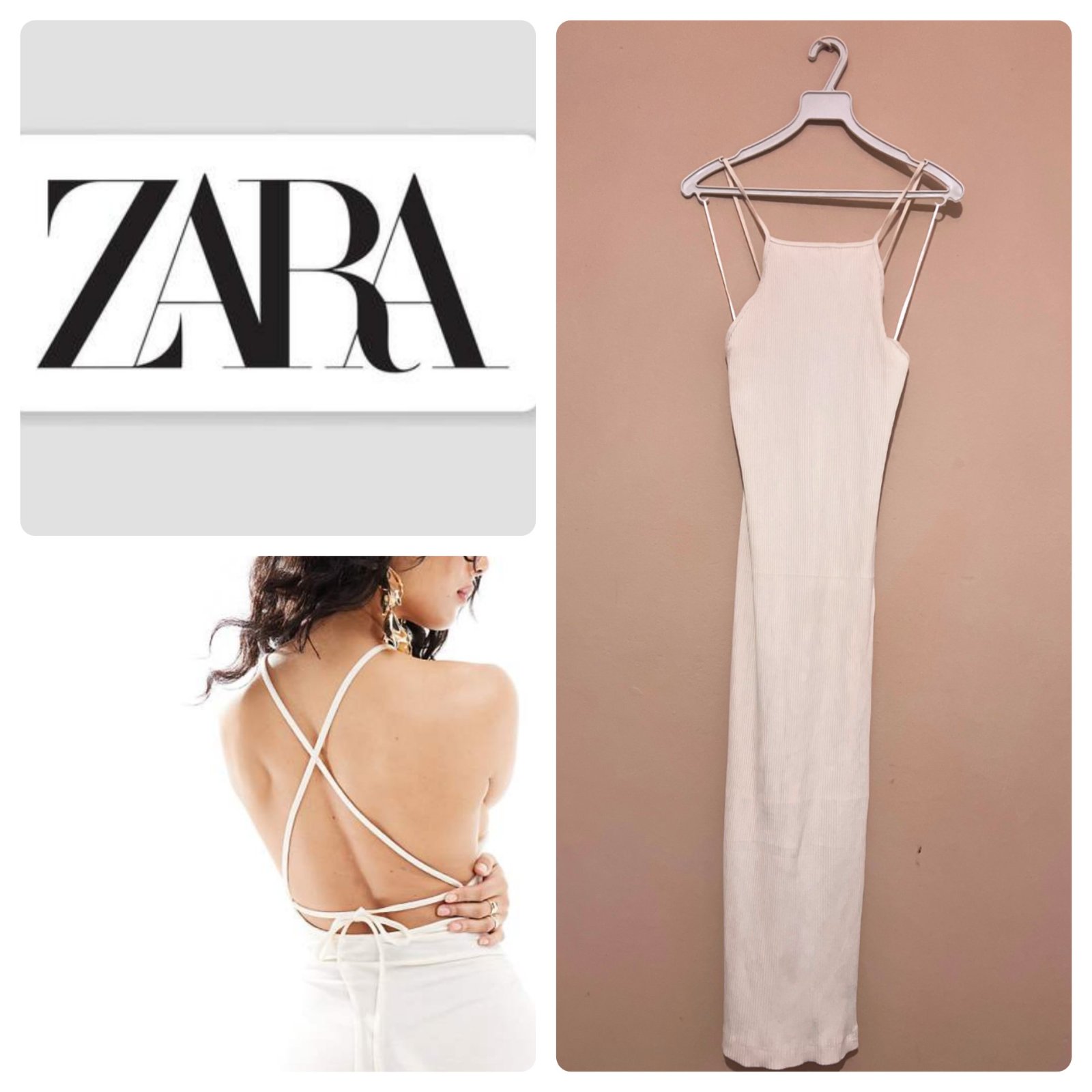 Robe zara maxi moulante blanc cassé tlabes 36 et 38 