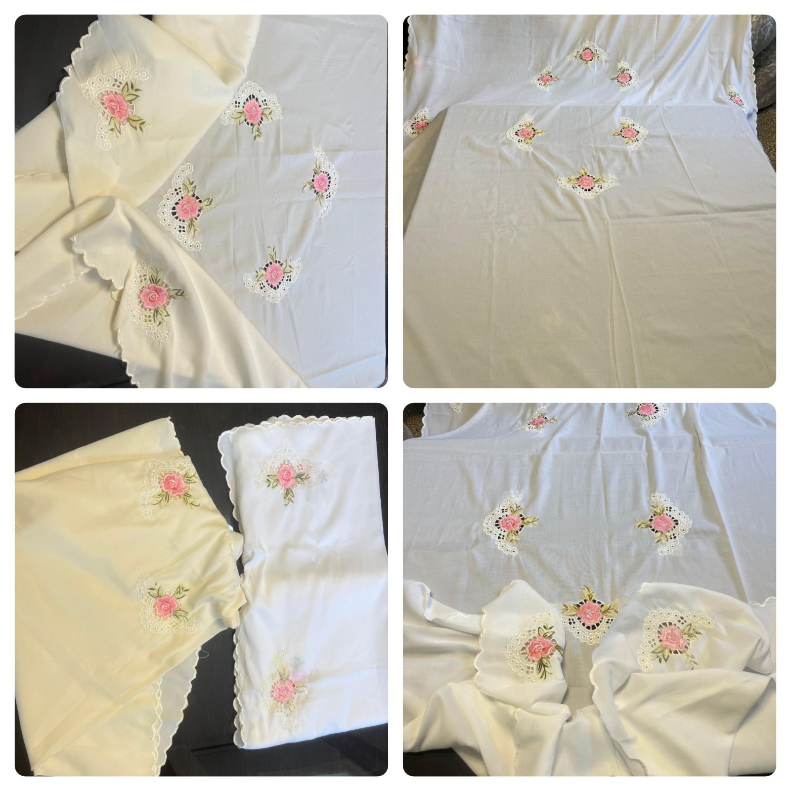 Lot de 2 nappe :nappe rectangle 2,40/1,50 en blanc+ nappe cercle 1.65 diamètre blanc ecru