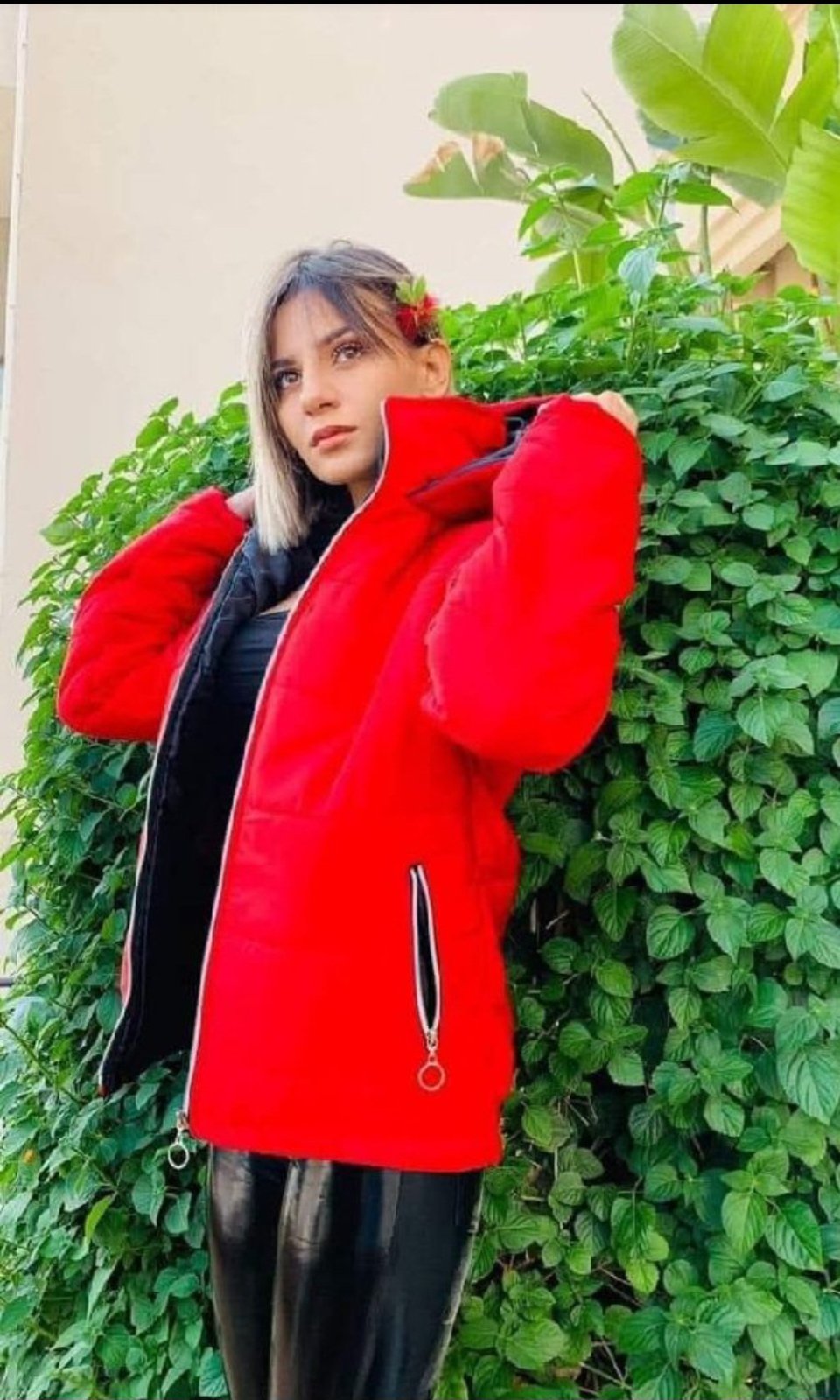 Manteau rouge impermiable pour femme taille L