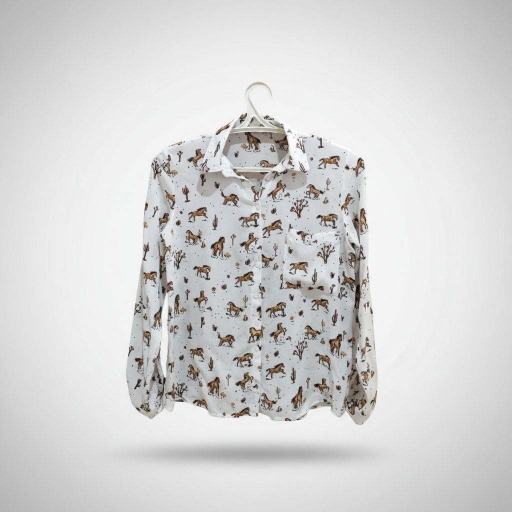 HA_ Chemise blanche motif cheval