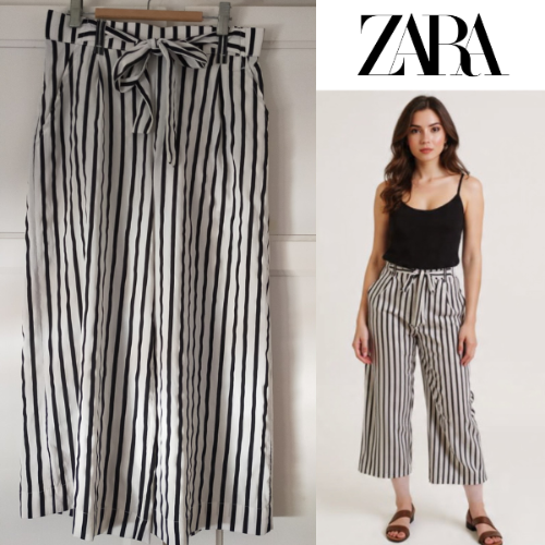 Zara_Pantalon à cheville noir/blanc