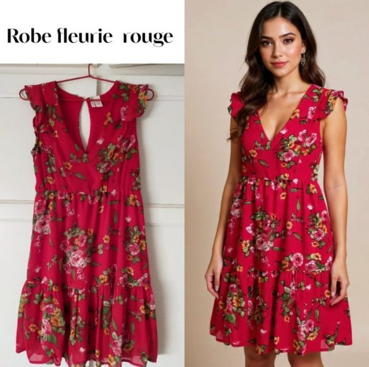Robe rouge estivale_Fleurie