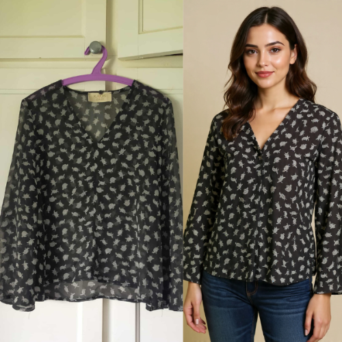 Chemise noire à motifs