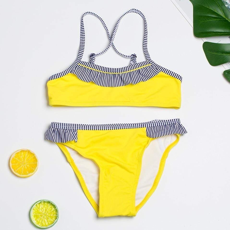 Maillot de bain jaune okaïdi pour fille agée de 14 ans