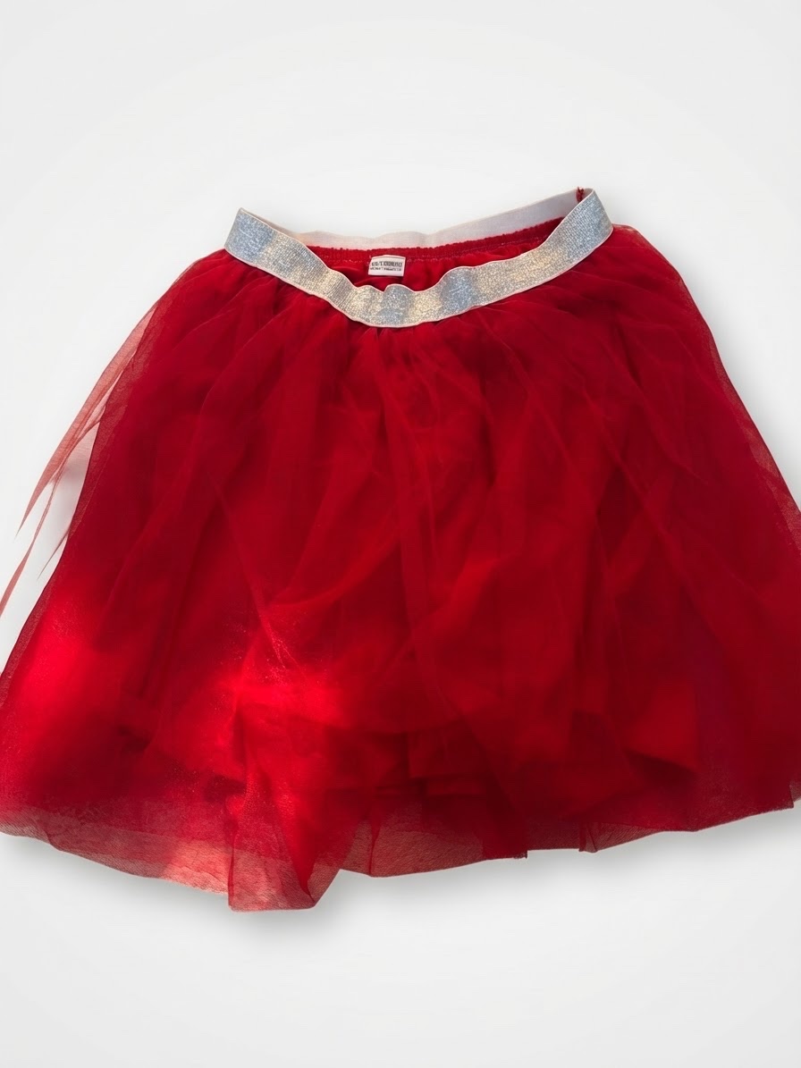 Jupe rouge en coton et tule 