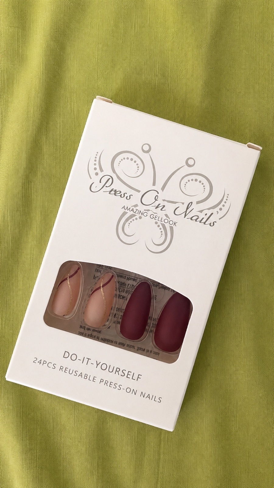 Press on nails red with a pink touch 