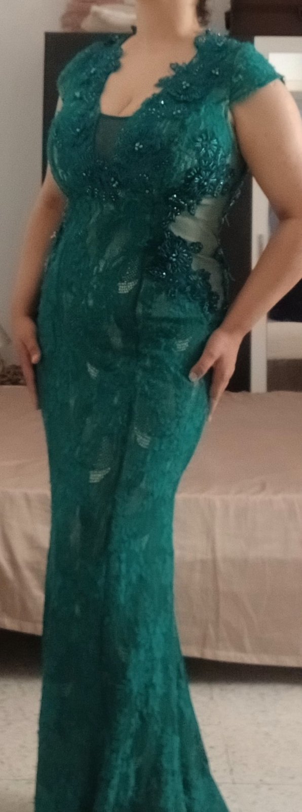 Robe soirée vert rotana, la taille 36,38 
